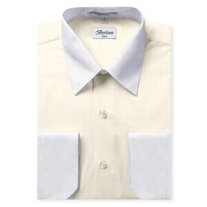 Berlioni Italy Men's Premium Classic White Collar & Cuffs Two Tone Dress Shirt